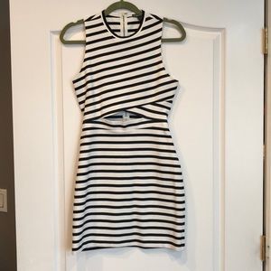 Express black and white striped dress